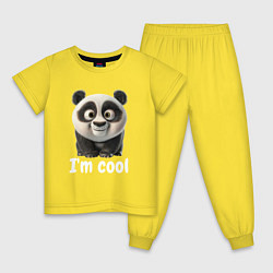 Пижама хлопковая детская Крутая панда cool, цвет: желтый