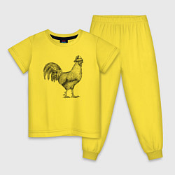 Пижама хлопковая детская Новогодний петух, цвет: желтый