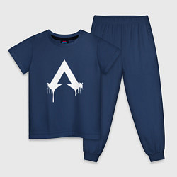 Пижама хлопковая детская Логотип Apex с подтеками, цвет: тёмно-синий