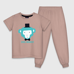 Пижама хлопковая детская Cool monkey, цвет: пыльно-розовый