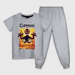 Пижама хлопковая детская Капхед - дьявол, цвет: меланж