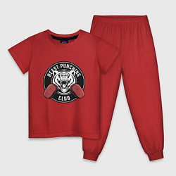 Пижама хлопковая детская Клуб зверского удара, цвет: красный