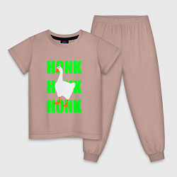Пижама хлопковая детская Untitled goose game green, цвет: пыльно-розовый