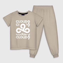 Пижама хлопковая детская Cloud9 - in logo, цвет: миндальный