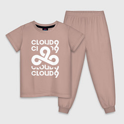 Пижама хлопковая детская Cloud9 - in logo, цвет: пыльно-розовый