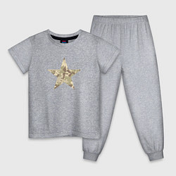 Пижама хлопковая детская Звезда камуфляж песочный, цвет: меланж