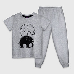 Пижама хлопковая детская Cute elephants, цвет: меланж