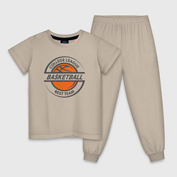 Пижама хлопковая детская Basketball best team, цвет: миндальный