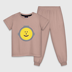 Пижама хлопковая детская Content Warning жёлтый, цвет: пыльно-розовый
