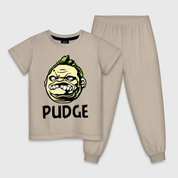 Пижама хлопковая детская Pudge Face, цвет: миндальный