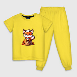Пижама хлопковая детская Лисёнок-альпинист, цвет: желтый