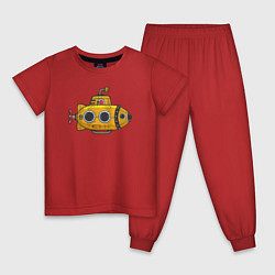 Пижама хлопковая детская Жёлтая субмарина, цвет: красный