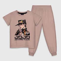 Пижама хлопковая детская Jotaro Kujo - Jojo ai art, цвет: пыльно-розовый