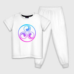 Пижама хлопковая детская Лиловый круглый трискелион, цвет: белый