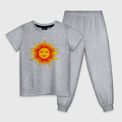 Пижама хлопковая детская Огненное солнце, цвет: меланж
