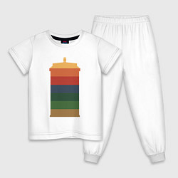 Пижама хлопковая детская Tardis colors, цвет: белый