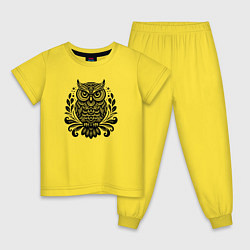 Пижама хлопковая детская Серьёзная сова, цвет: желтый