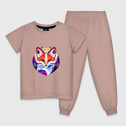 Пижама хлопковая детская Яркий портрет лисы, цвет: пыльно-розовый