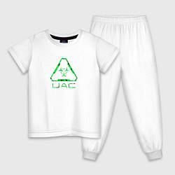Пижама хлопковая детская UAC зелёный повреждённый, цвет: белый