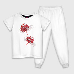 Пижама хлопковая детская Токийский гуль Паучья лилия, цвет: белый
