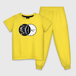 Пижама хлопковая детская Космическое время, цвет: желтый