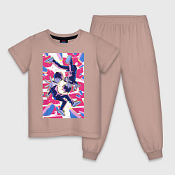 Пижама хлопковая детская Моб Психо 100 Экубо экстрасенс, цвет: пыльно-розовый
