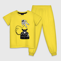 Пижама хлопковая детская Космический телефон, цвет: желтый