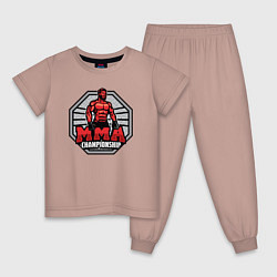 Пижама хлопковая детская MMA championship, цвет: пыльно-розовый