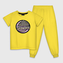 Пижама хлопковая детская Город Шанхай, цвет: желтый