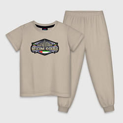Пижама хлопковая детская Добро пожаловать в Дубай, цвет: миндальный