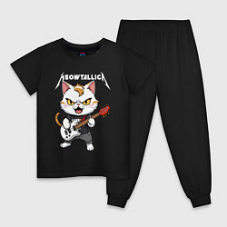 Пижама хлопковая детская Meowtallica rock, цвет: черный