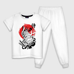 Пижама хлопковая детская Самурай в маске Хання, цвет: белый