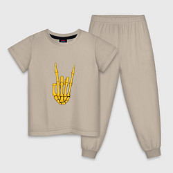 Пижама хлопковая детская Golden skeleton hand, цвет: миндальный