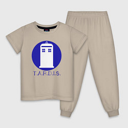 Пижама хлопковая детская Blue tardis, цвет: миндальный