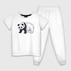 Пижама хлопковая детская Панда медведь, цвет: белый
