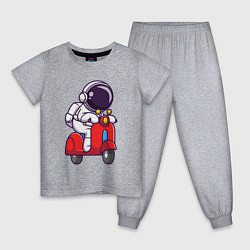 Пижама хлопковая детская Космонавт на мотороллере, цвет: меланж