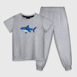Пижама хлопковая детская Милая акула улыбается, цвет: меланж