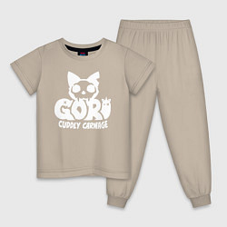 Пижама хлопковая детская Goro cuddly carnage logo, цвет: миндальный