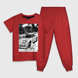 Пижама хлопковая детская Mazda rx-7 авто, цвет: красный