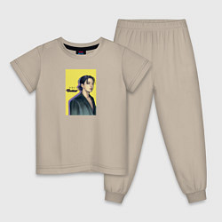 Пижама хлопковая детская JK Butter, цвет: миндальный