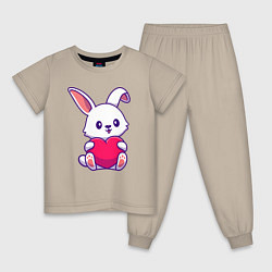 Пижама хлопковая детская Heart rabbit, цвет: миндальный
