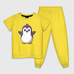 Пижама хлопковая детская Привет от пингвинёнка, цвет: желтый