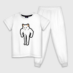 Пижама хлопковая детская Кот качок, цвет: белый