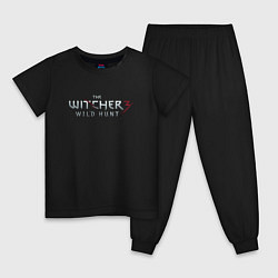 Пижама хлопковая детская The Witcher 3 logo, цвет: черный