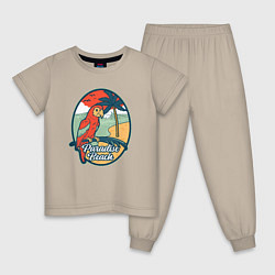 Пижама хлопковая детская Райский пляж, цвет: миндальный