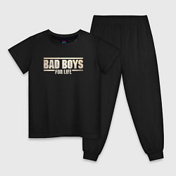 Пижама хлопковая детская Bad boy for life, цвет: черный