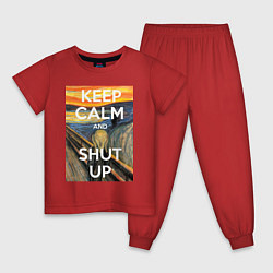 Пижама хлопковая детская Успокойся и заткнись - девиз, цвет: красный