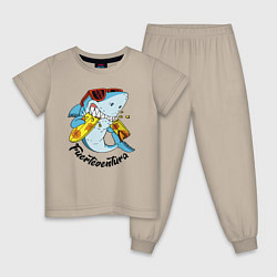 Пижама хлопковая детская Fuerteventura summer style - shark, цвет: миндальный