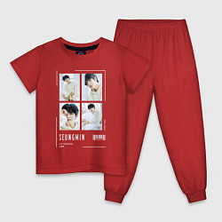 Пижама хлопковая детская Seungmin stray kids cute, цвет: красный