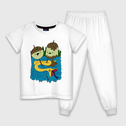 Пижама хлопковая детская Футболка Принцессы Жвачка, цвет: белый